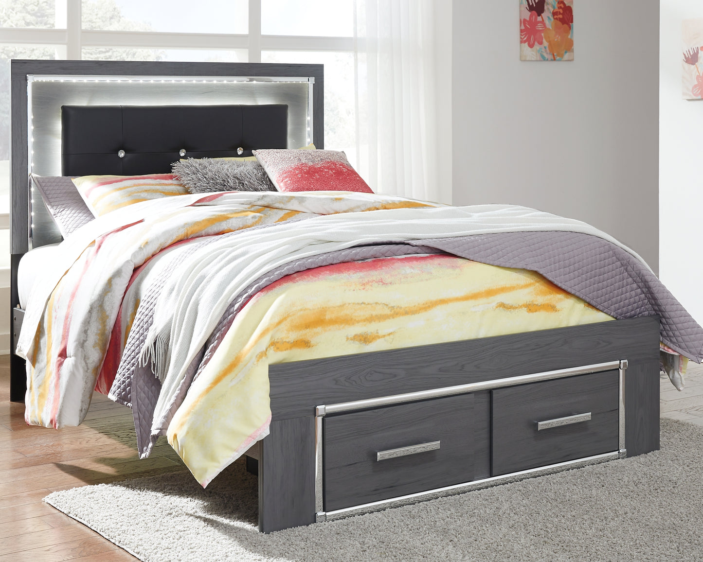 Lodanna Panel Bed With 2 Storage Drawers
