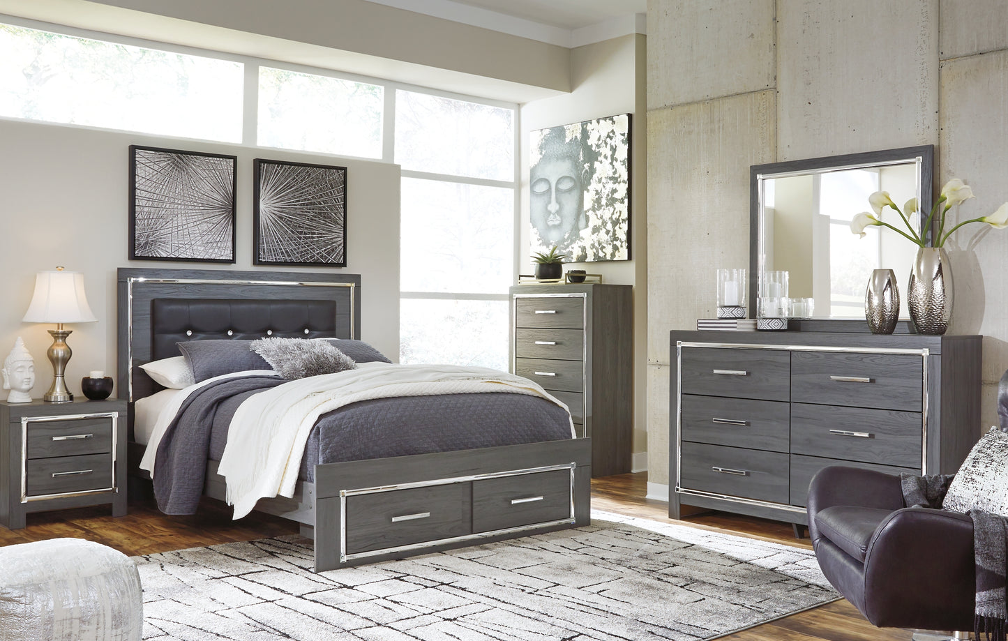 Lodanna Panel Bed With 2 Storage Drawers