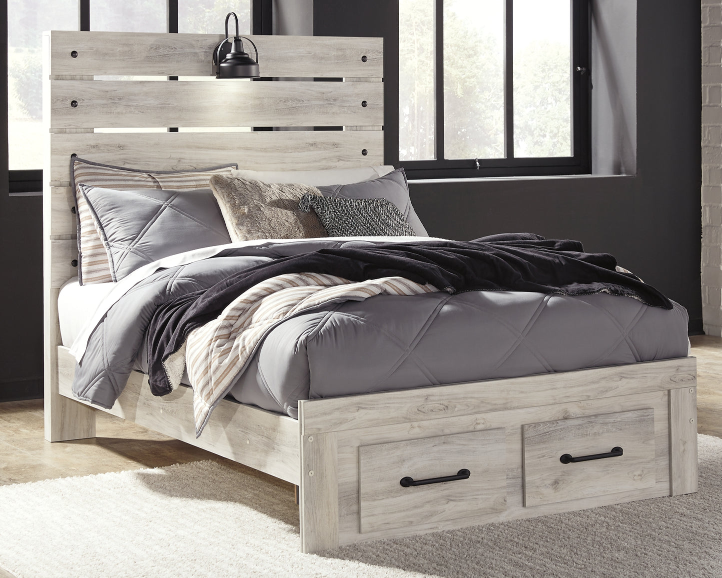 Cambeck Panel Bed With 2 Storage Drawers