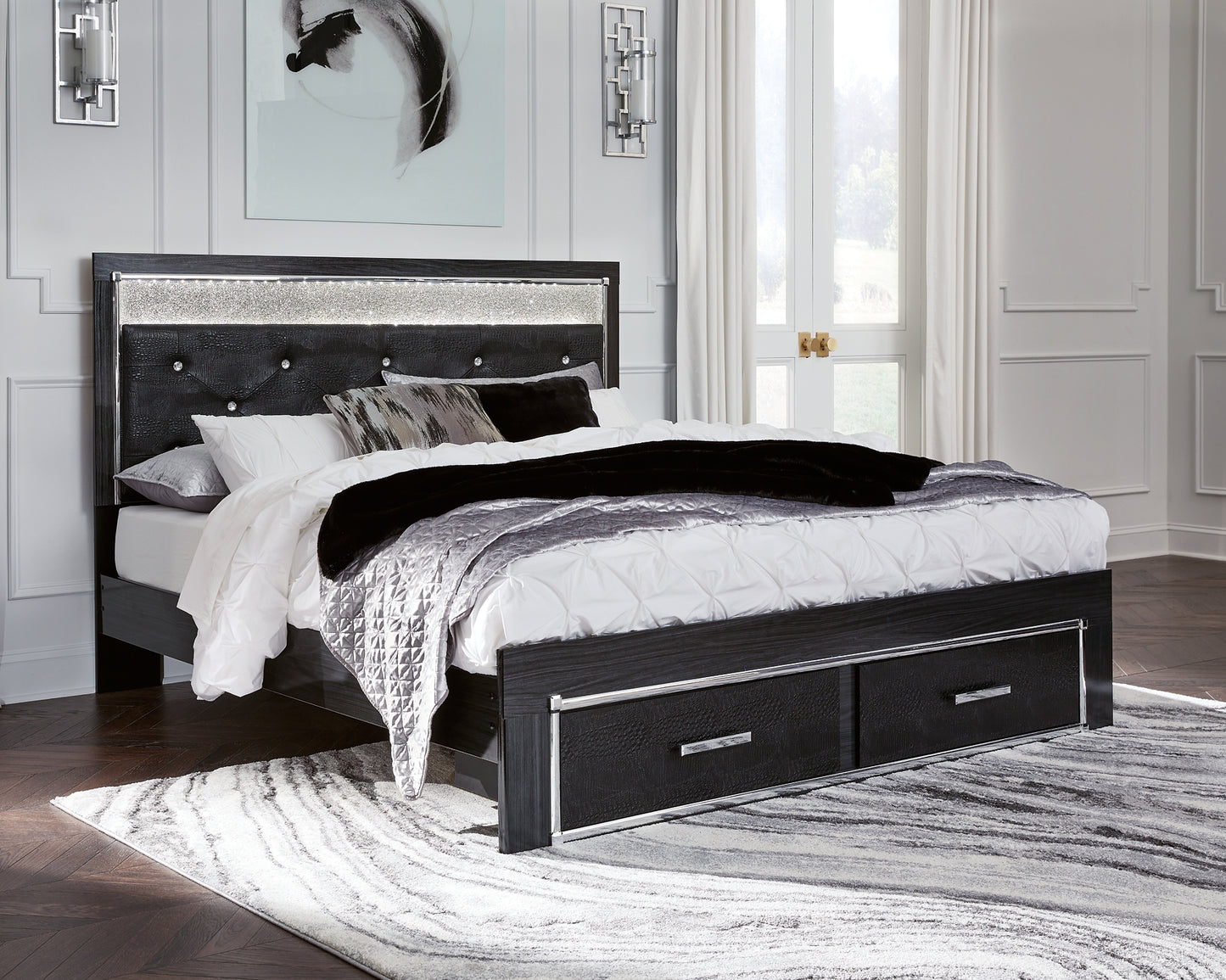 Kaydell Upholstered Panel Storage Platform Bed