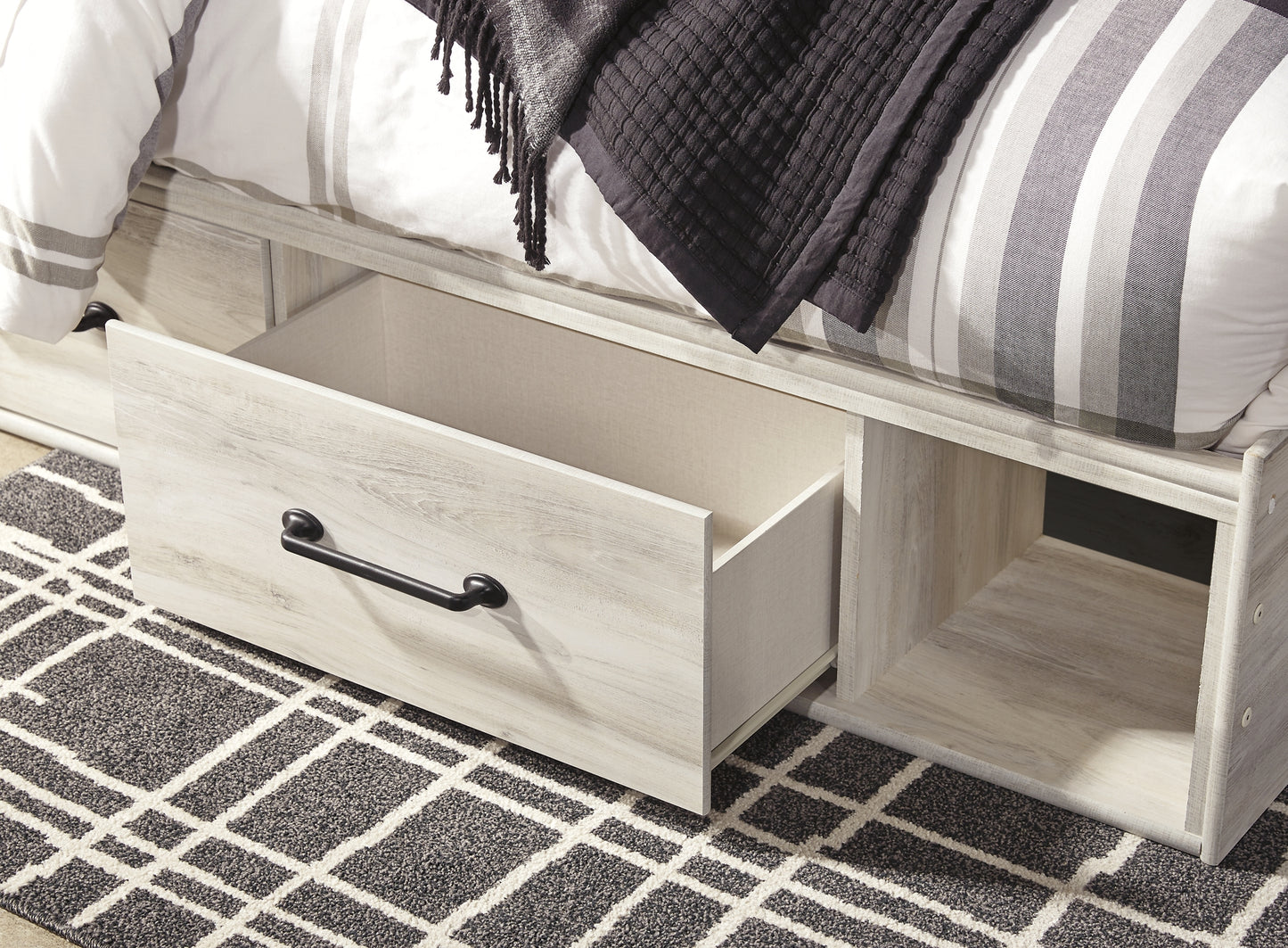 Cambeck Panel Bed With 2 Storage Drawers With Mirrored Dresser, Chest And 2 Nightstands
