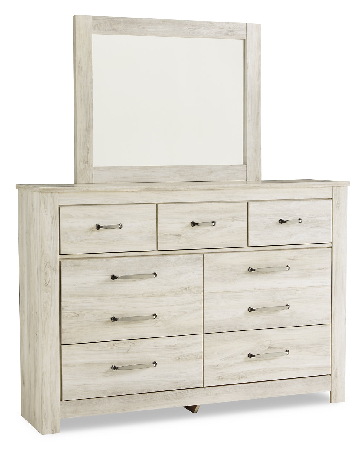 Bellaby Panel Headboard With Mirrored Dresser And 2 Nightstands