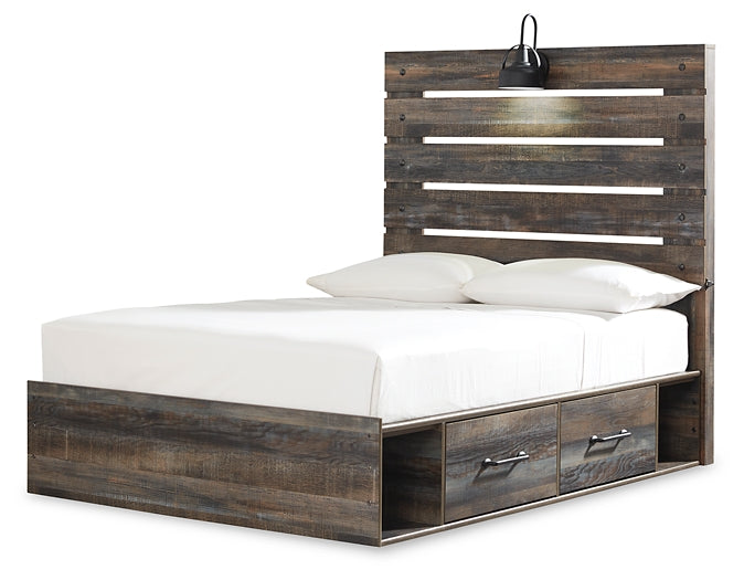 Drystan Panel Bed With 2 Storage Drawers With Mirrored Dresser, Chest And Nightstand