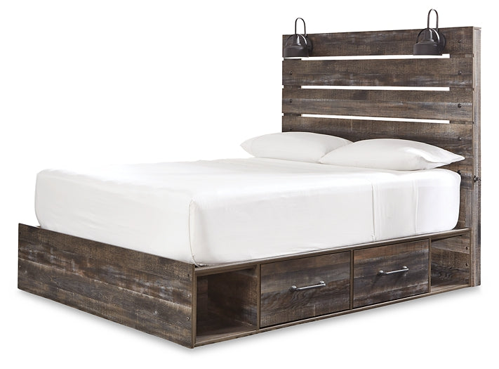 Drystan Panel Bed With 2 Storage Drawers With Mirrored Dresser, Chest And Nightstand