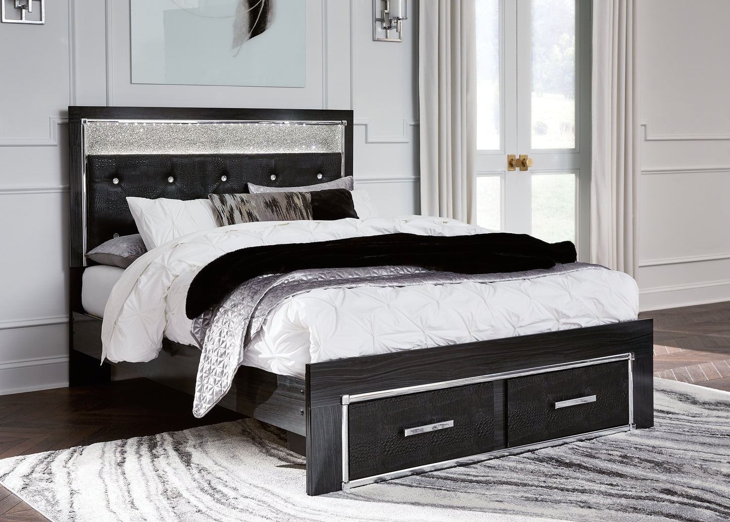Kaydell Upholstered Panel Storage Platform Bed
