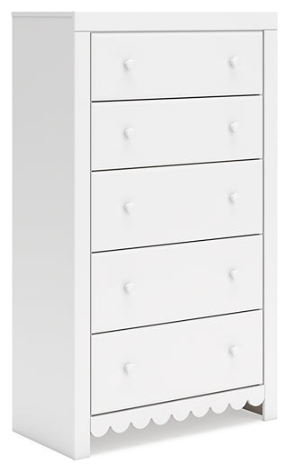 Mollviney Full Panel Headboard with Mirrored Dresser, Chest and Nightstand