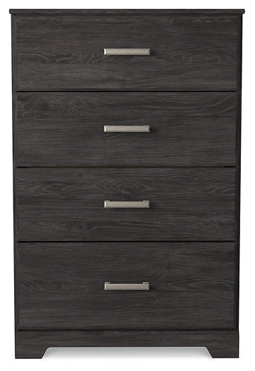Belachime Full Panel Bed with Mirrored Dresser, Chest and 2 Nightstands