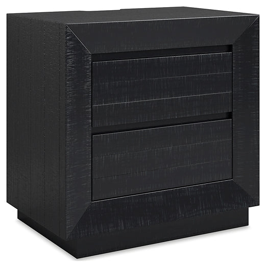 Londer California King Panel Bed with Mirrored Dresser, Chest and Nightstand