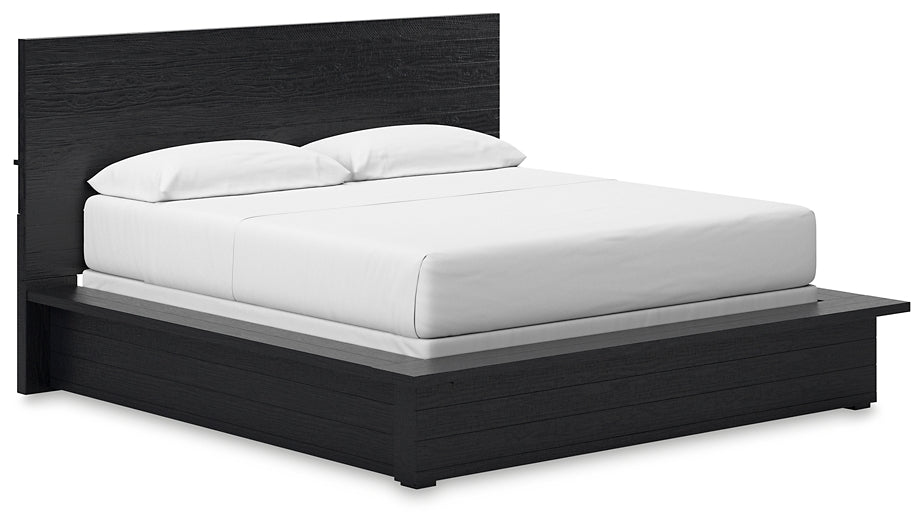Londer California King Panel Bed with Mirrored Dresser and Chest
