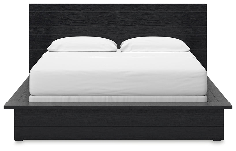 Londer California King Panel Bed with Mirrored Dresser and Chest