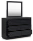 Londer King Panel Bed with Mirrored Dresser, Chest and 2 Nightstands