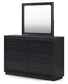 Londer King Panel Bed with Mirrored Dresser, Chest and 2 Nightstands