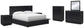 Londer King Panel Bed with Mirrored Dresser, Chest and 2 Nightstands