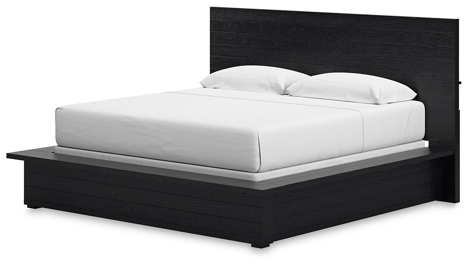 Londer King Panel Bed with Mirrored Dresser, Chest and 2 Nightstands