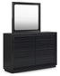 Londer California King Panel Bed with Mirrored Dresser, Chest and Nightstand