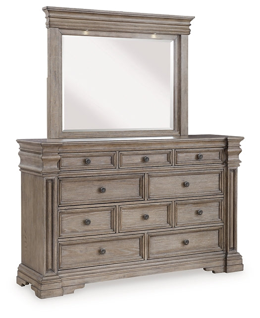 Blairhurst California King Panel Bed with Mirrored Dresser and Chest