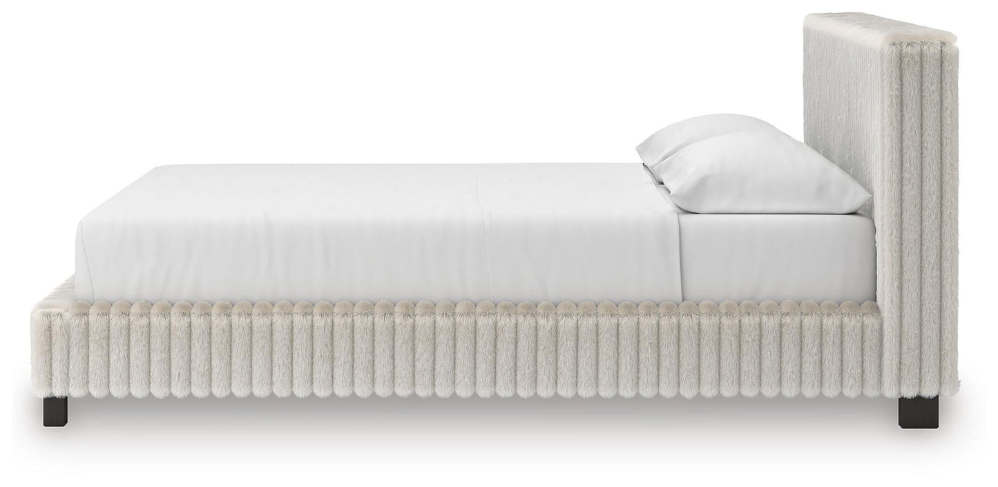 Zuraleus California King Upholstered Bed, Dresser and Mirror