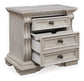 Bruchandi King Upholstered Panel Bed with Mirrored Dresser and Nightstand